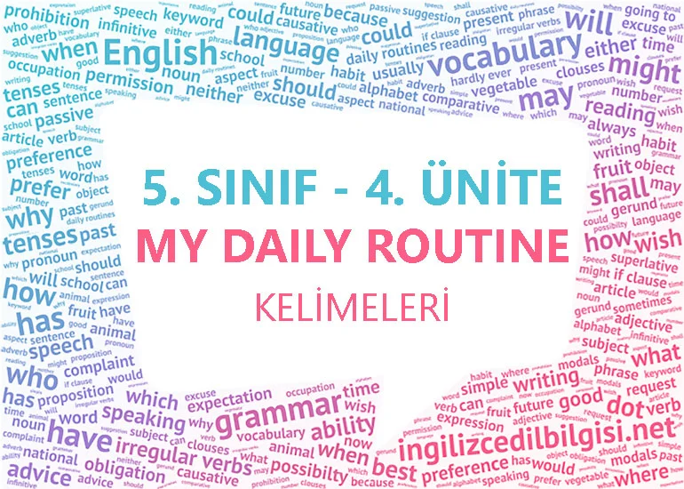 5. Sınıf İngilizce 4. Ünite Kelimeleri - My Daily Routine Kelime Listesi