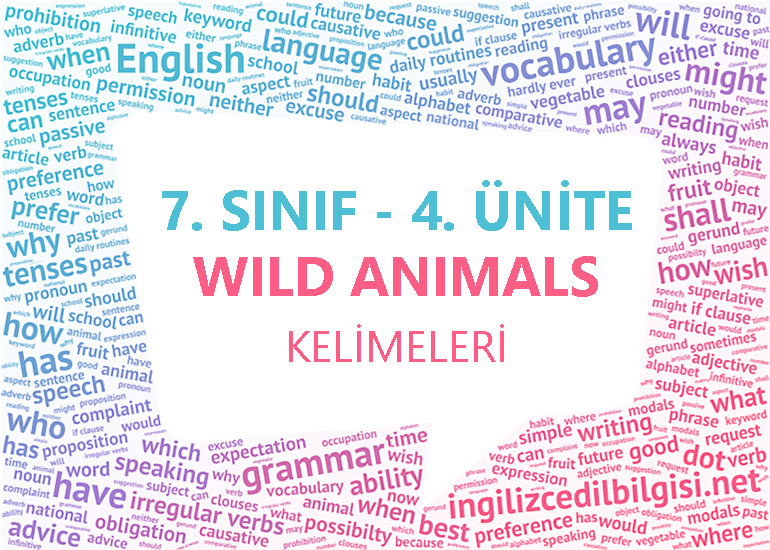 7. Sınıf İngilizce 4. Ünite Kelimeleri - Wild Animals Kelime Listesi