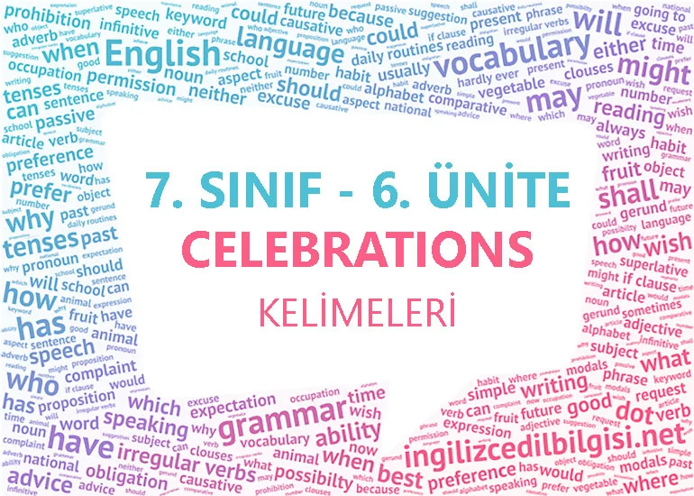 7. Sınıf İngilizce 6. Ünite Kelimeleri - Celebrations Kelime Listesi