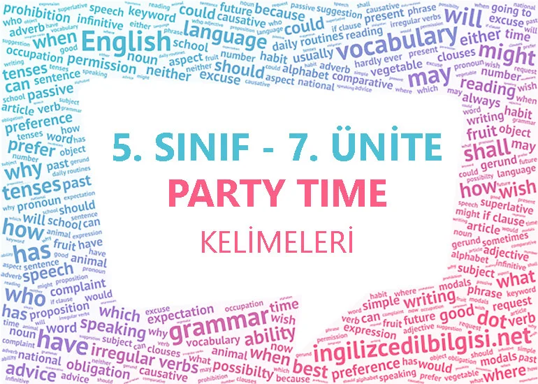 5. Sınıf İngilizce 7. Ünite Party Time Kelimeleri