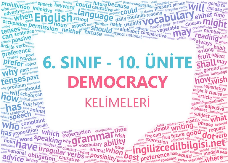 6. Sınıf İngilizce 10. Ünite Kelimeleri - Democracy Kelime Listesi